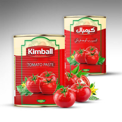 طراحی لیبل مواد غذایی - طراحی لیبل رب گوجه - کیمبال